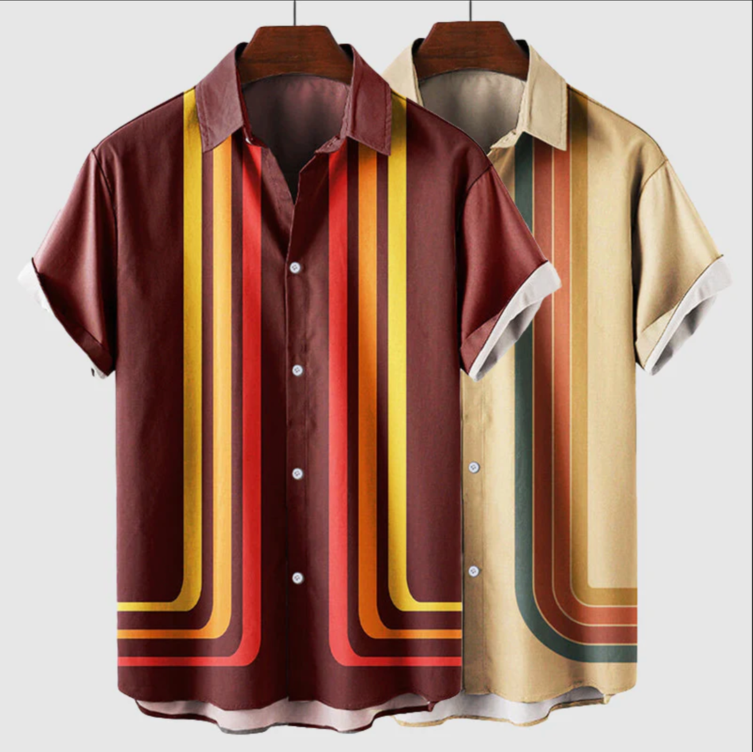 Ravello | Men’s Button-Up Shirt with Retro Stripe Design