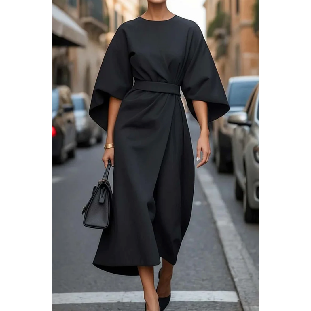 Natalie | Women’s Midi Dress with Lantern Sleeves