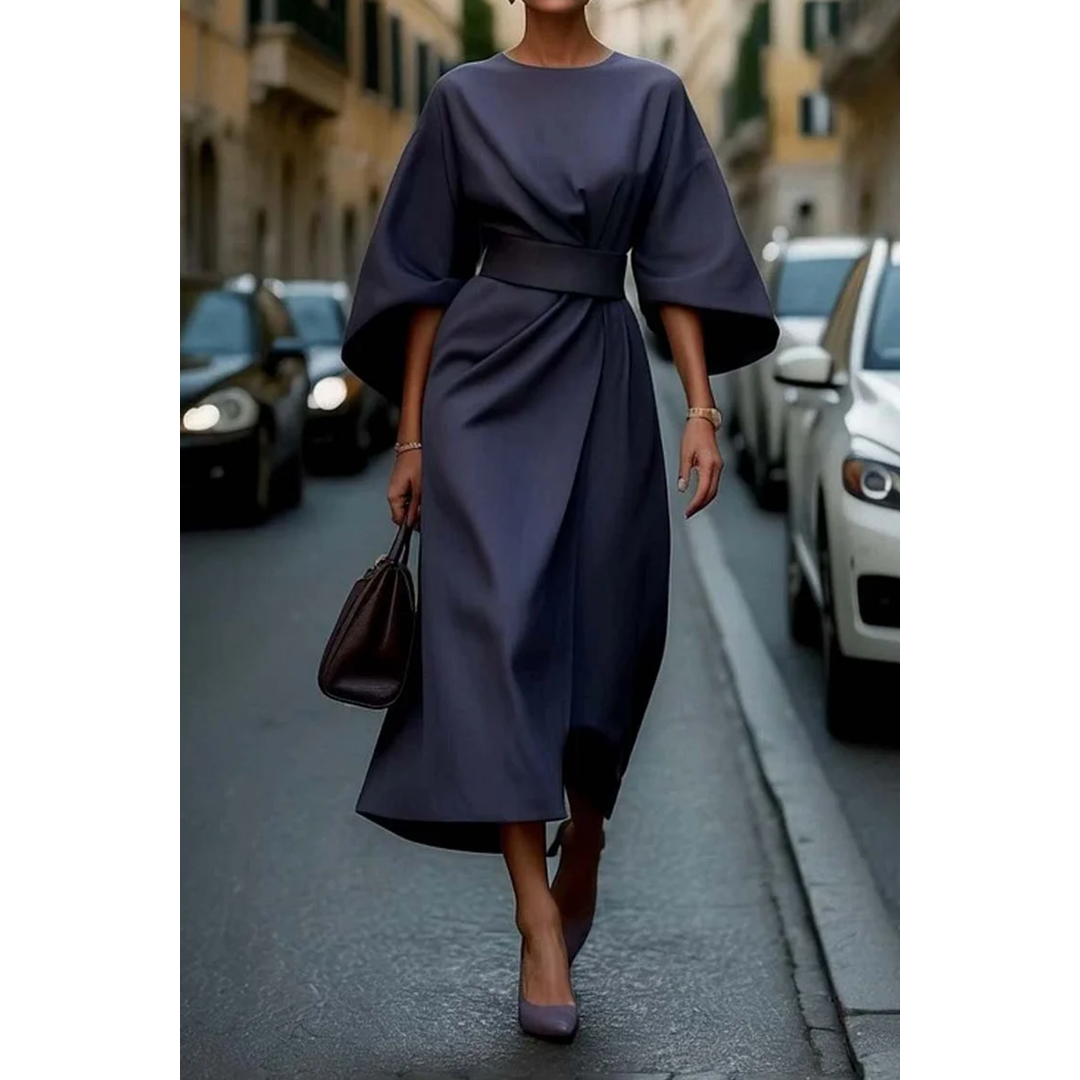 Natalie | Women’s Midi Dress with Lantern Sleeves