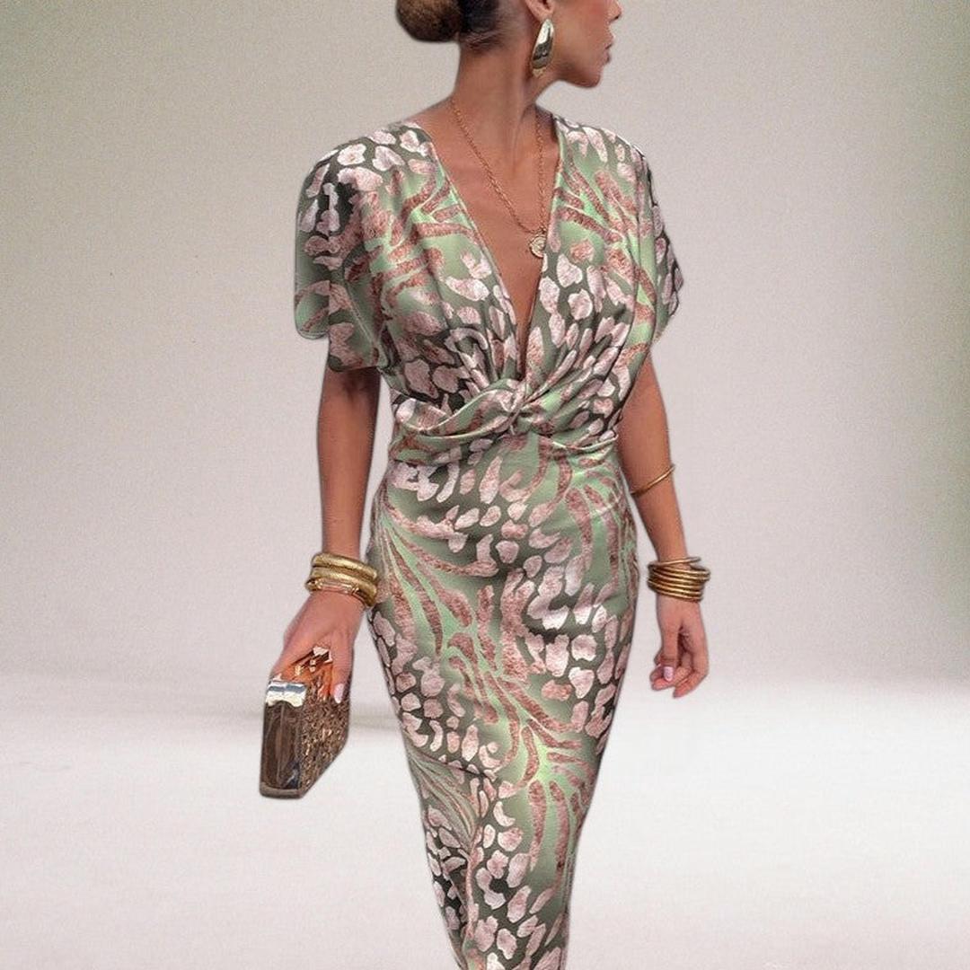 Sophia | Women’s V-Neck Printed Maxi Dress