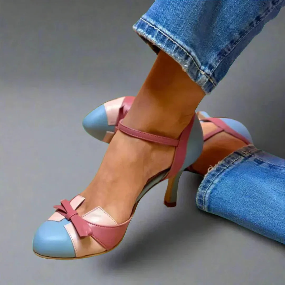 Mia | Women's Round Toe Pumps with Bow Detail