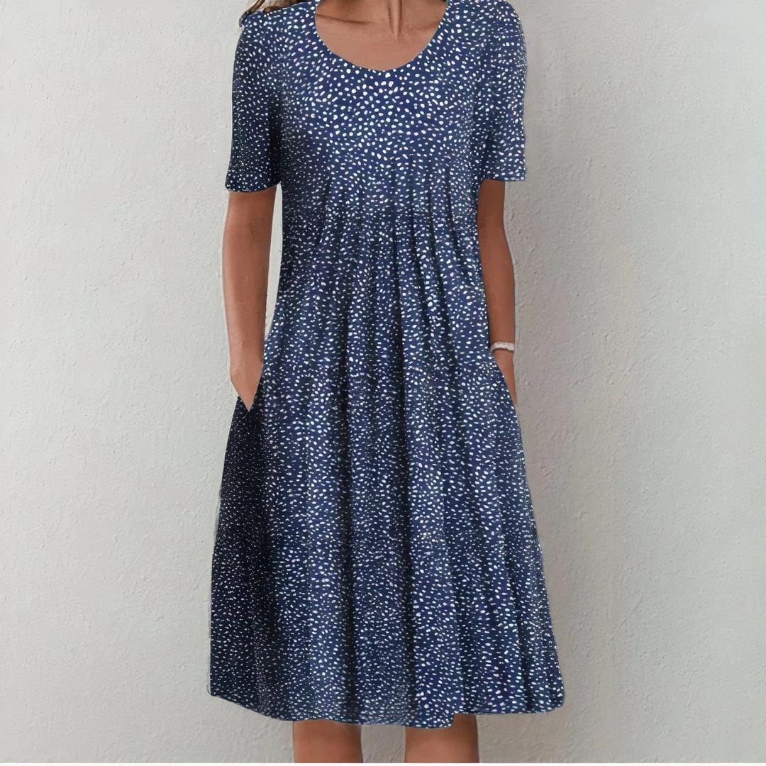 Isabella | Women’s Short Sleeve Floral Print Dress with Round Neck