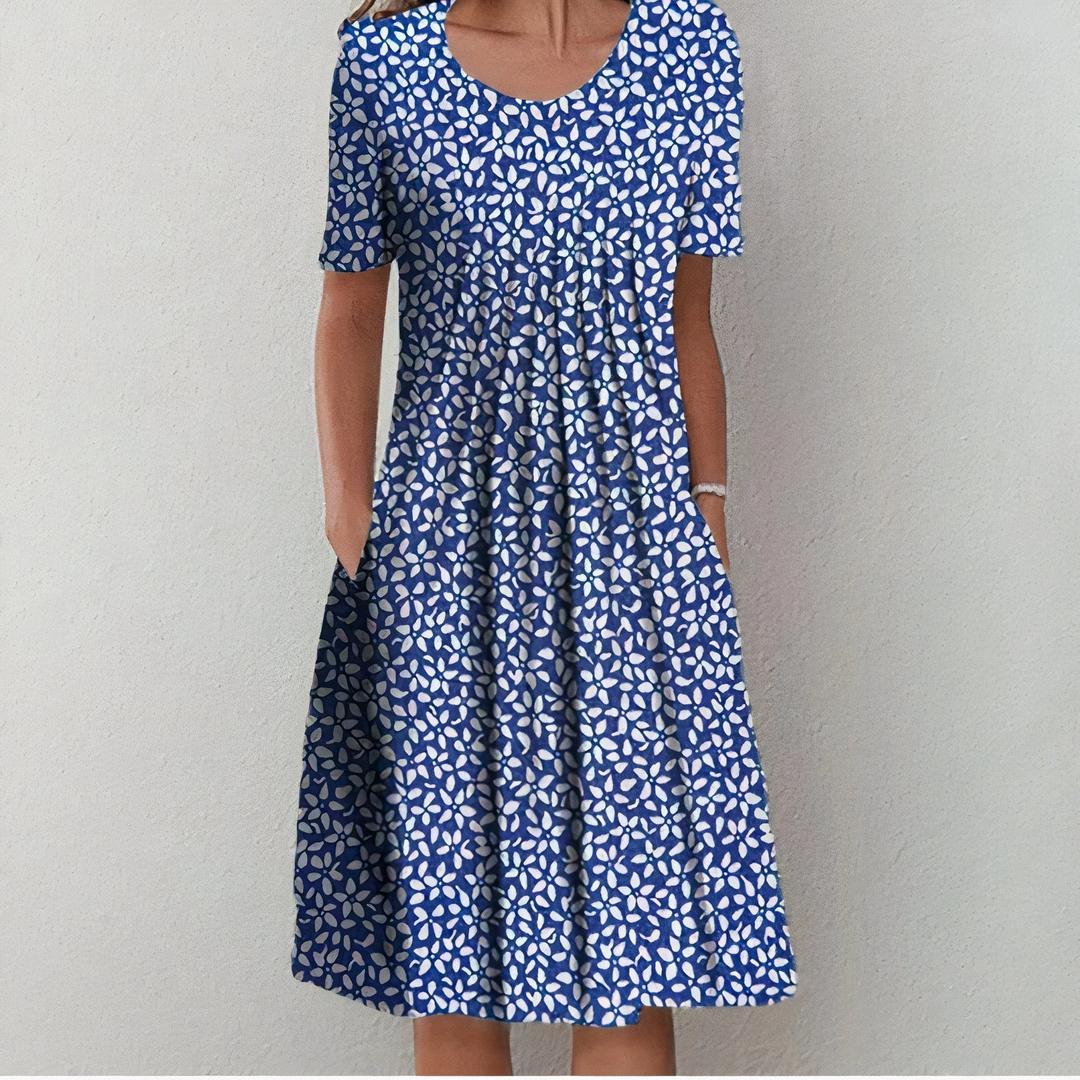 Isabella | Women’s Short Sleeve Floral Print Dress with Round Neck