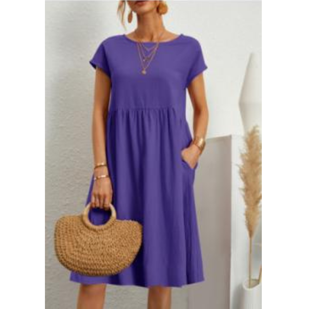 Addison | Women’s Short Sleeve Midi Dress with Side Pockets