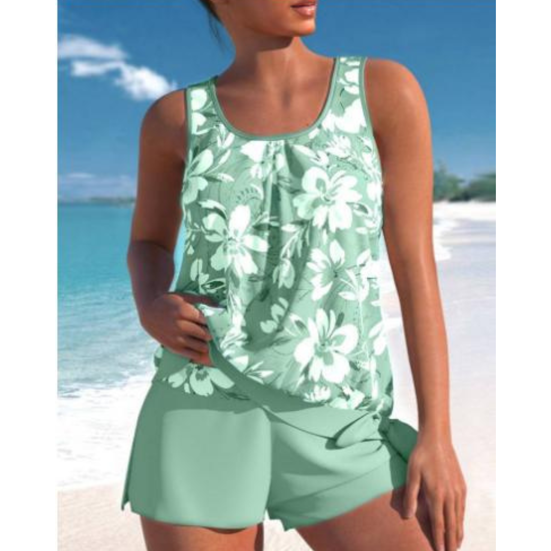 Kendall | Women’s Floral Print Tankini Set with Sleeveless Top