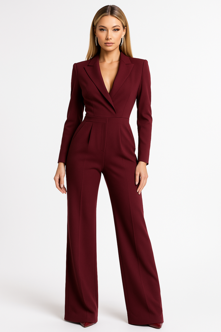 Valerique | Women’s Long Sleeve Jumpsuit with Wide-Leg
