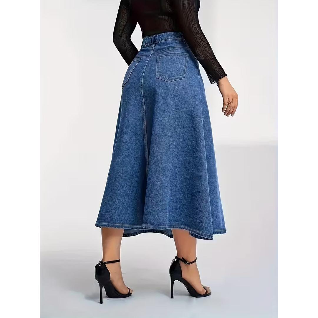 Women’s A Line Midi Skirt with Classic Panel Structure