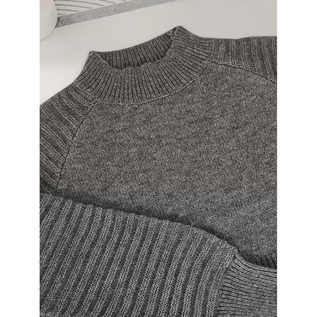 Women’s Long Sleeve Knit Mini Dress with Ribbed Texture