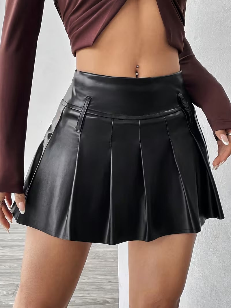 Women’s Pleated Mini Skirt with Wide Waistband
