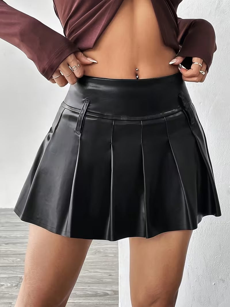 Women’s Pleated Mini Skirt with Wide Waistband