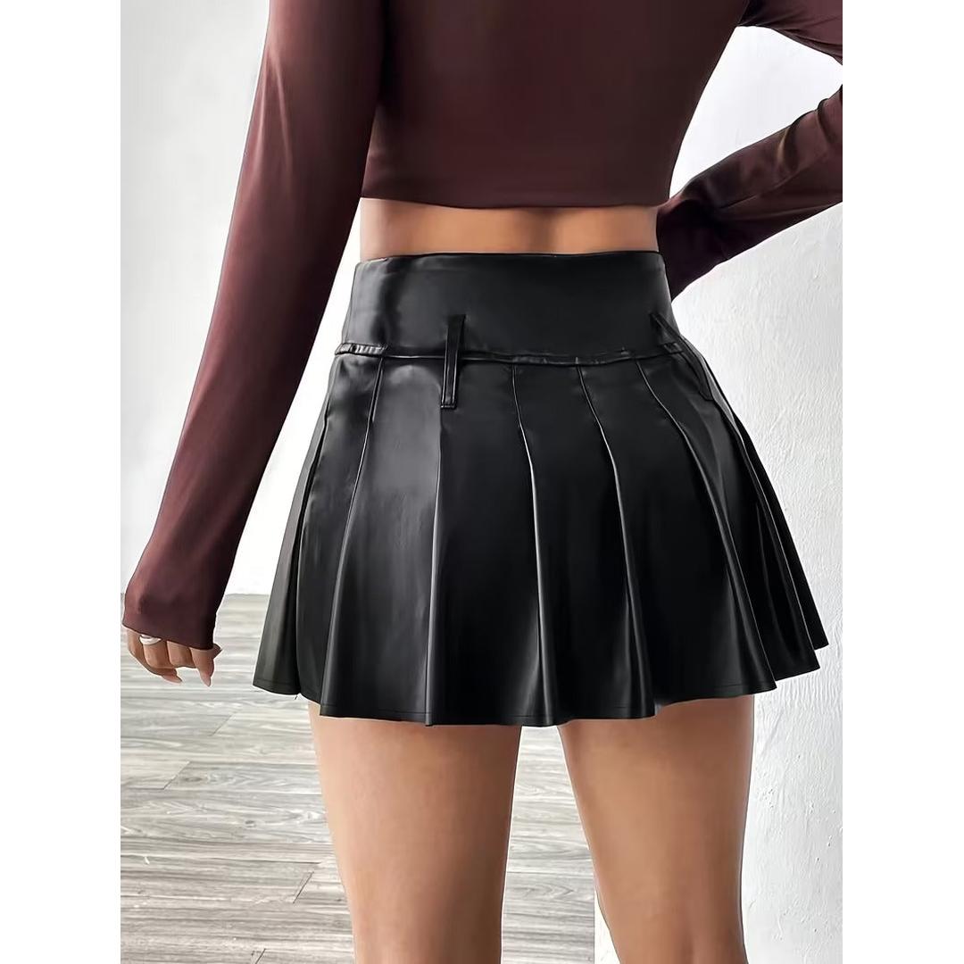 Women’s Pleated Mini Skirt with Wide Waistband