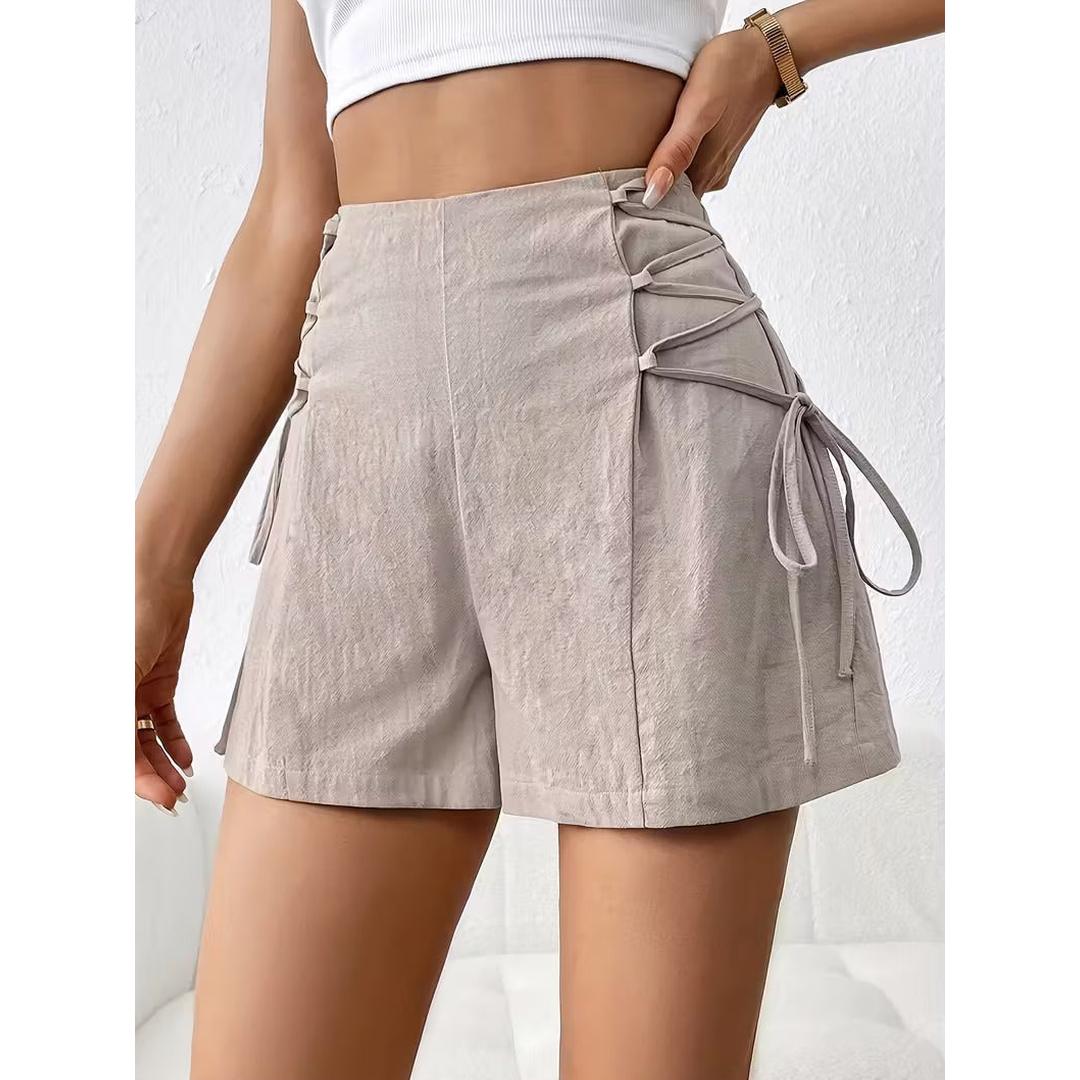 Women’s Side Tie Mini Shorts with Smooth Surface