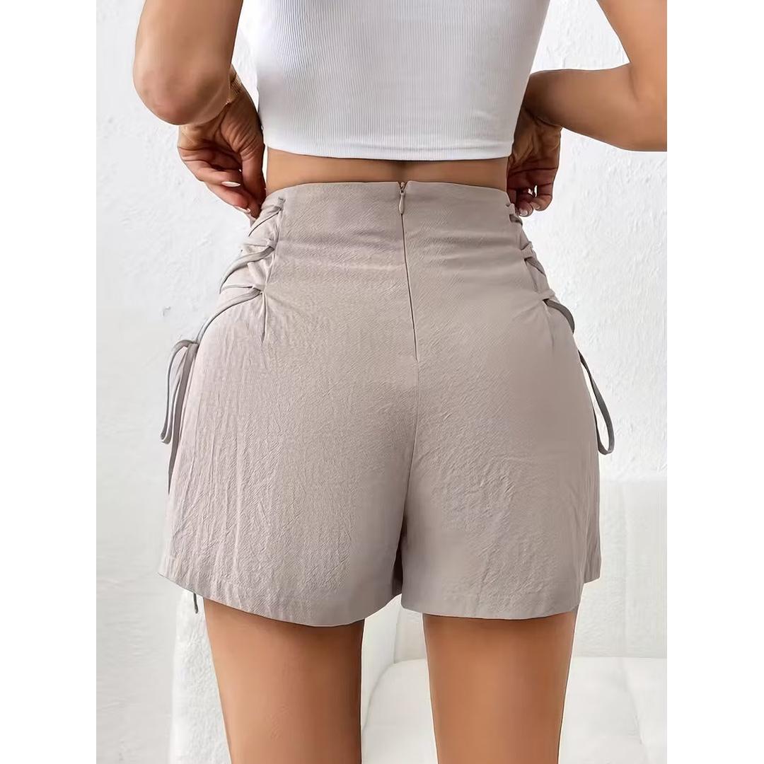 Women’s Side Tie Mini Shorts with Smooth Surface