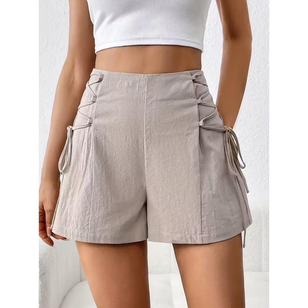 Women’s Side Tie Mini Shorts with Smooth Surface