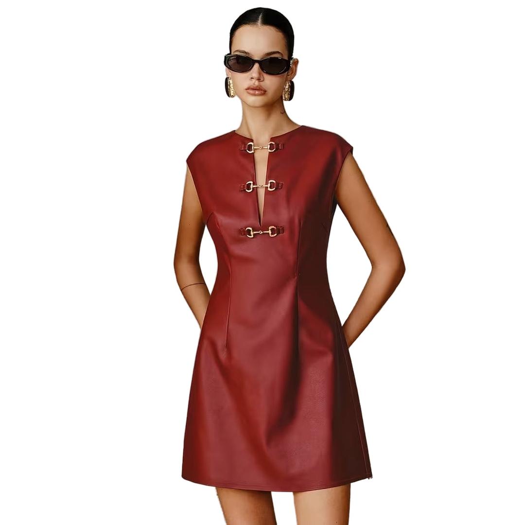 Women’s Sleeveless Mini Dress with Front Fastenings