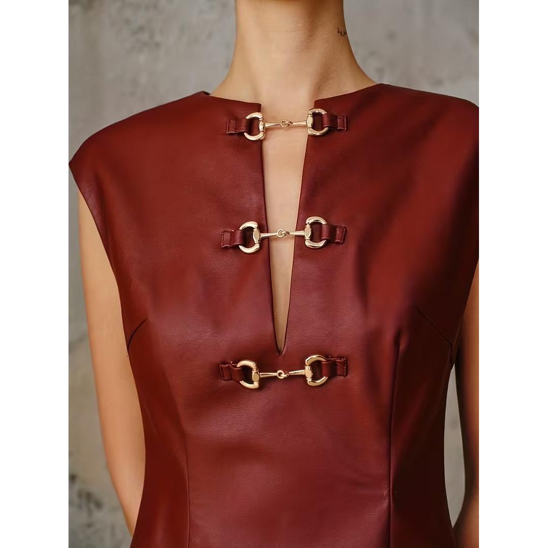 Women’s Sleeveless Mini Dress with Front Fastenings
