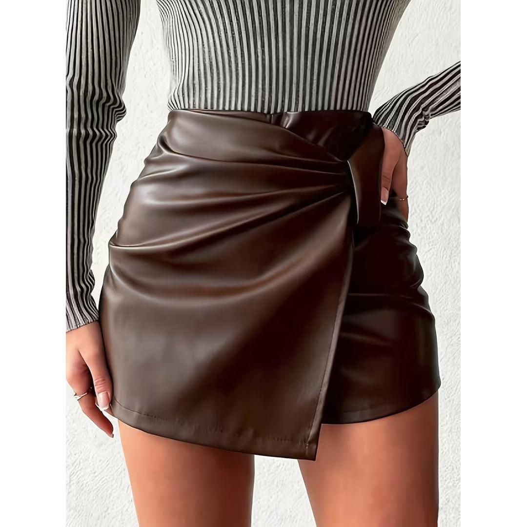 Women’s Wrap Front Mini Shorts with Smooth Surface