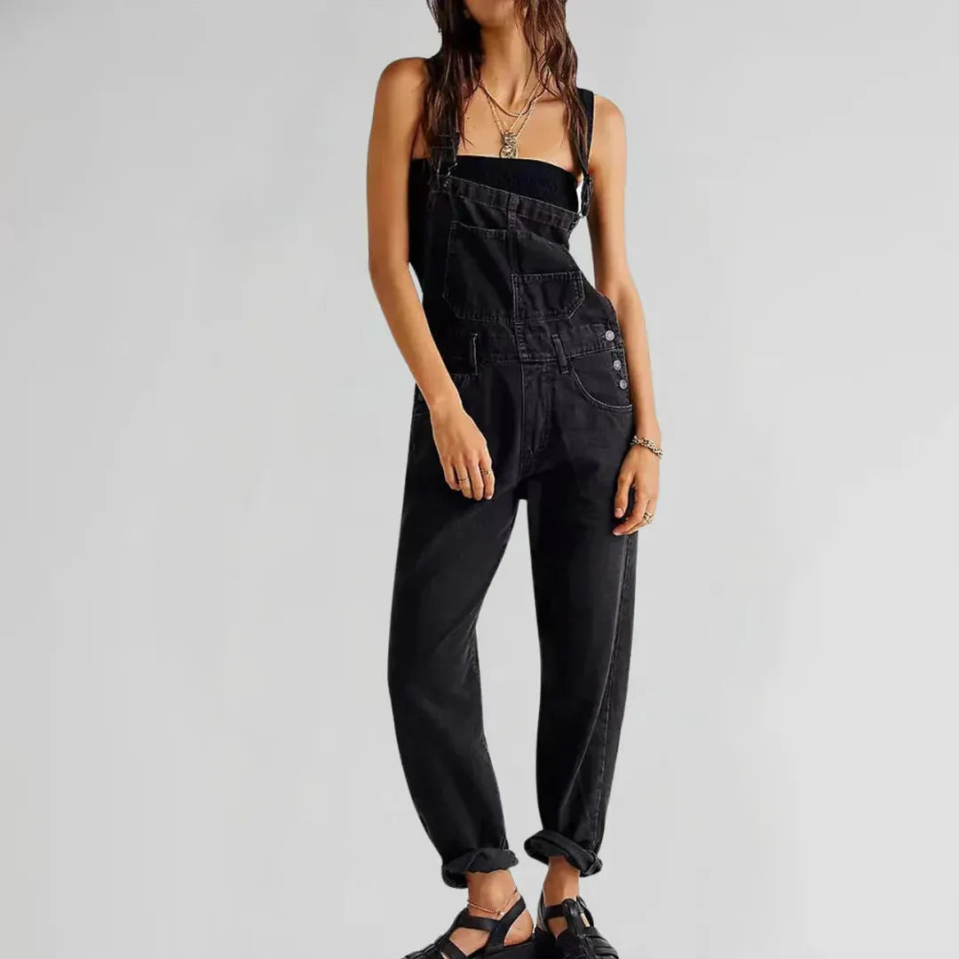 Peyton | Women’s Denim Overall Jumpsuit with Adjustable Straps