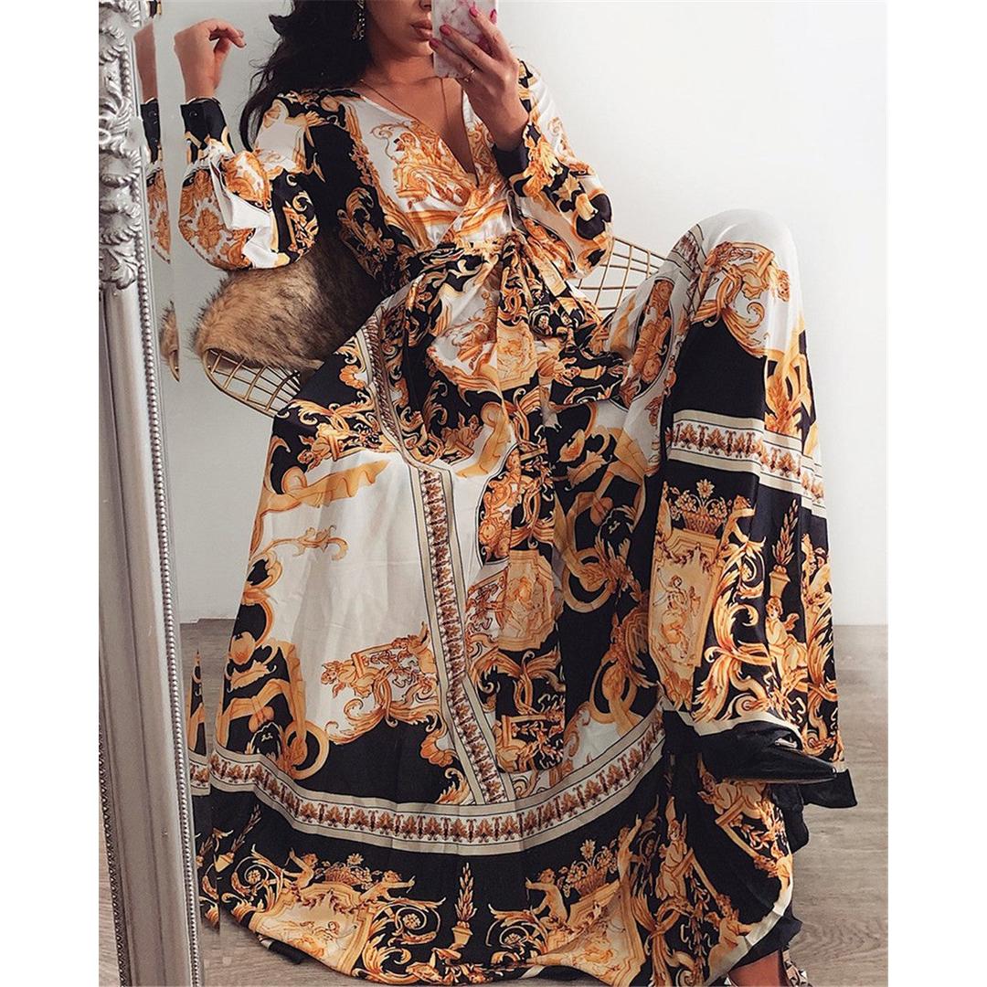 Hannah | Women’s Bohemian Print Maxi Dress with V-Neck