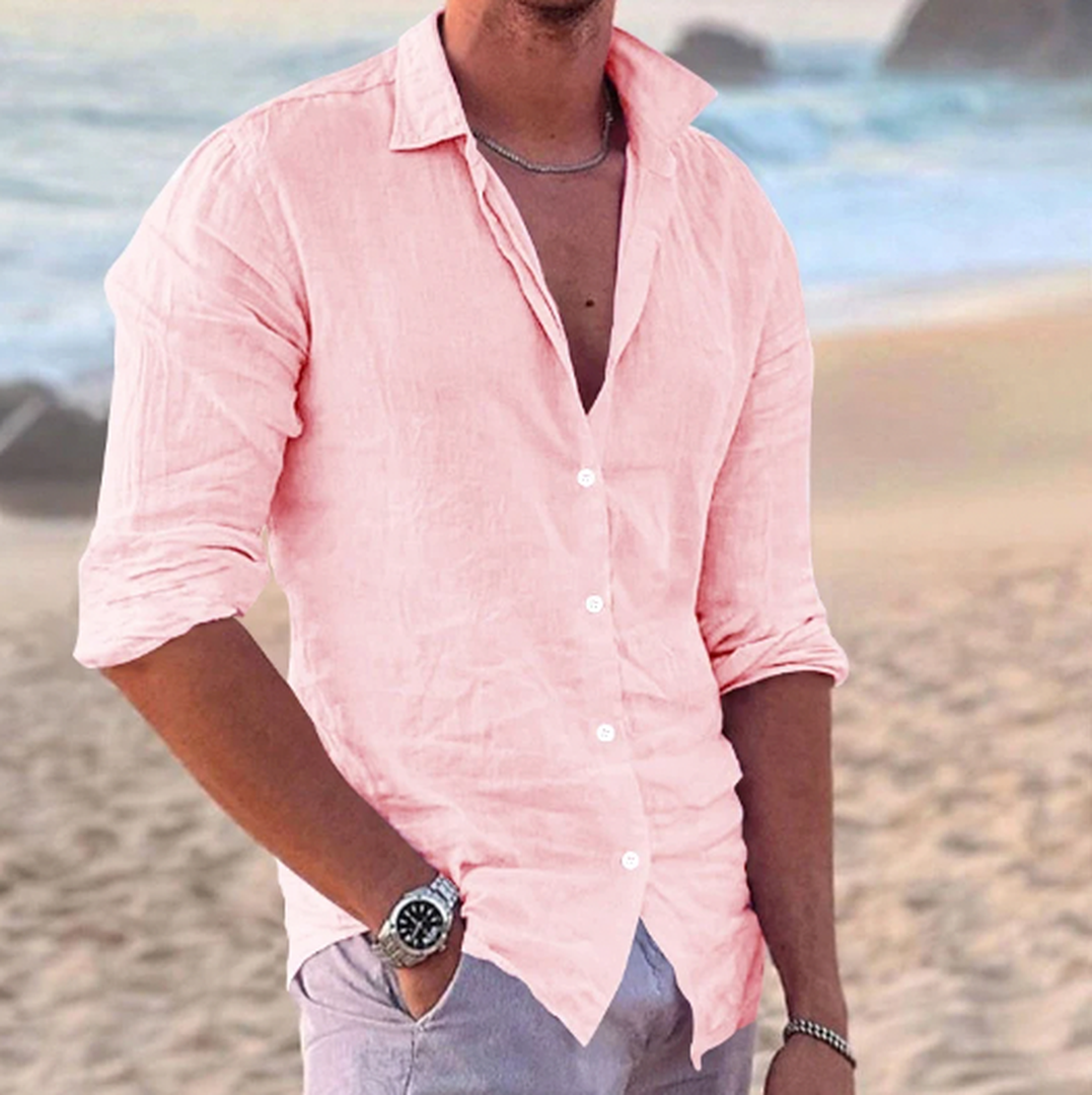 James | Men’s Linen Button-Up Shirt with Long Sleeve