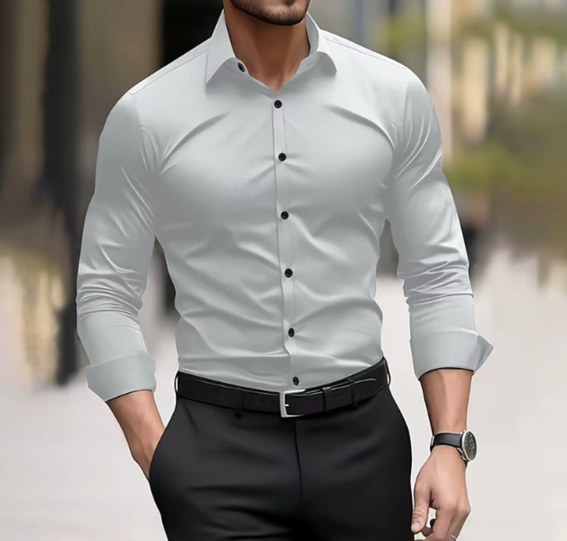 Liam | Men’s Slim Fit Button-Up Shirt with Long Sleeve