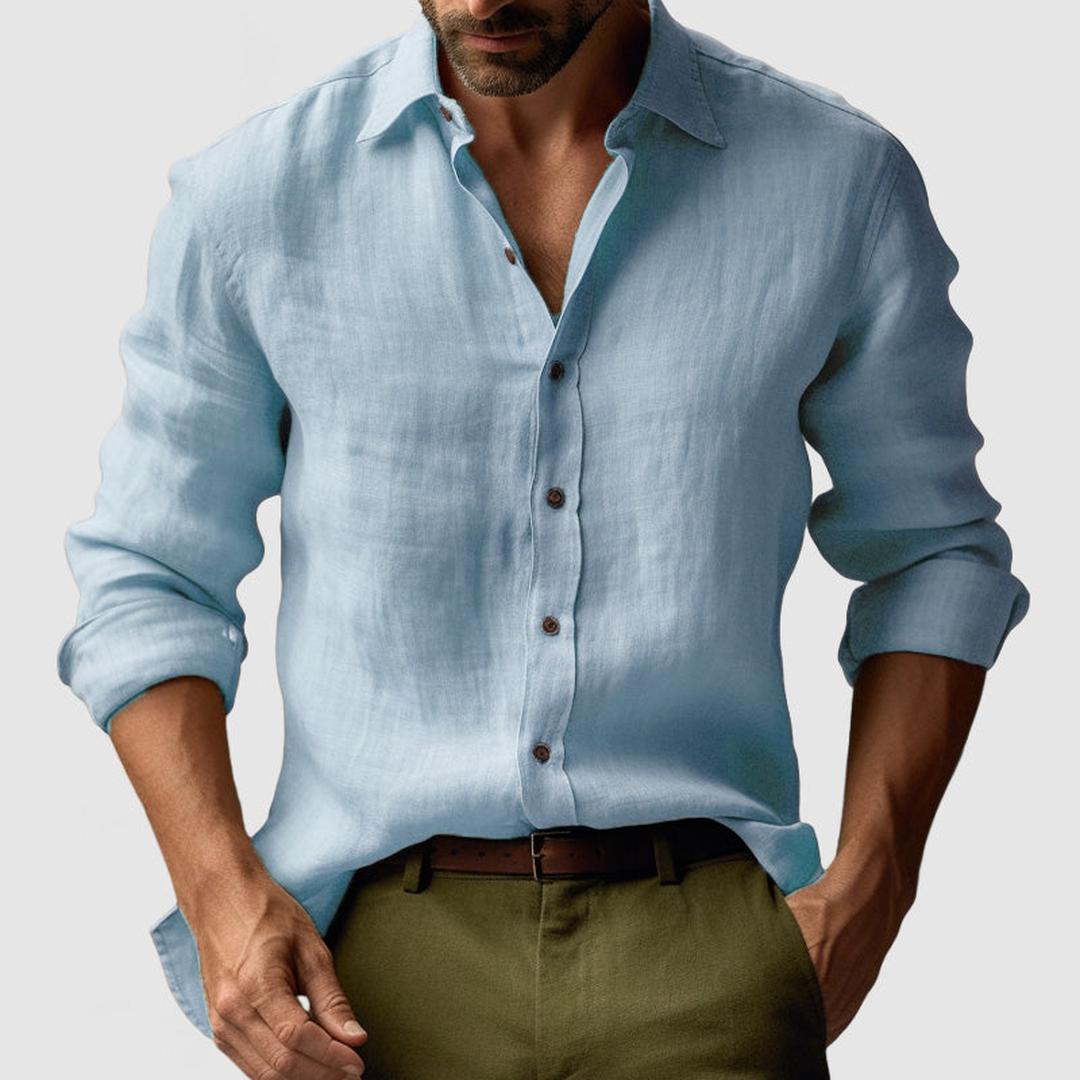 Samuel | Men’s Long Sleeve Linen Button-Up Shirt
