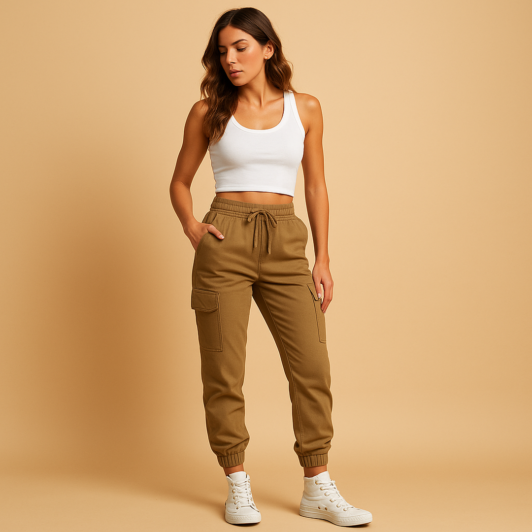 Harper | Women’s Slim-Fit Cargo Trousers with High Waist