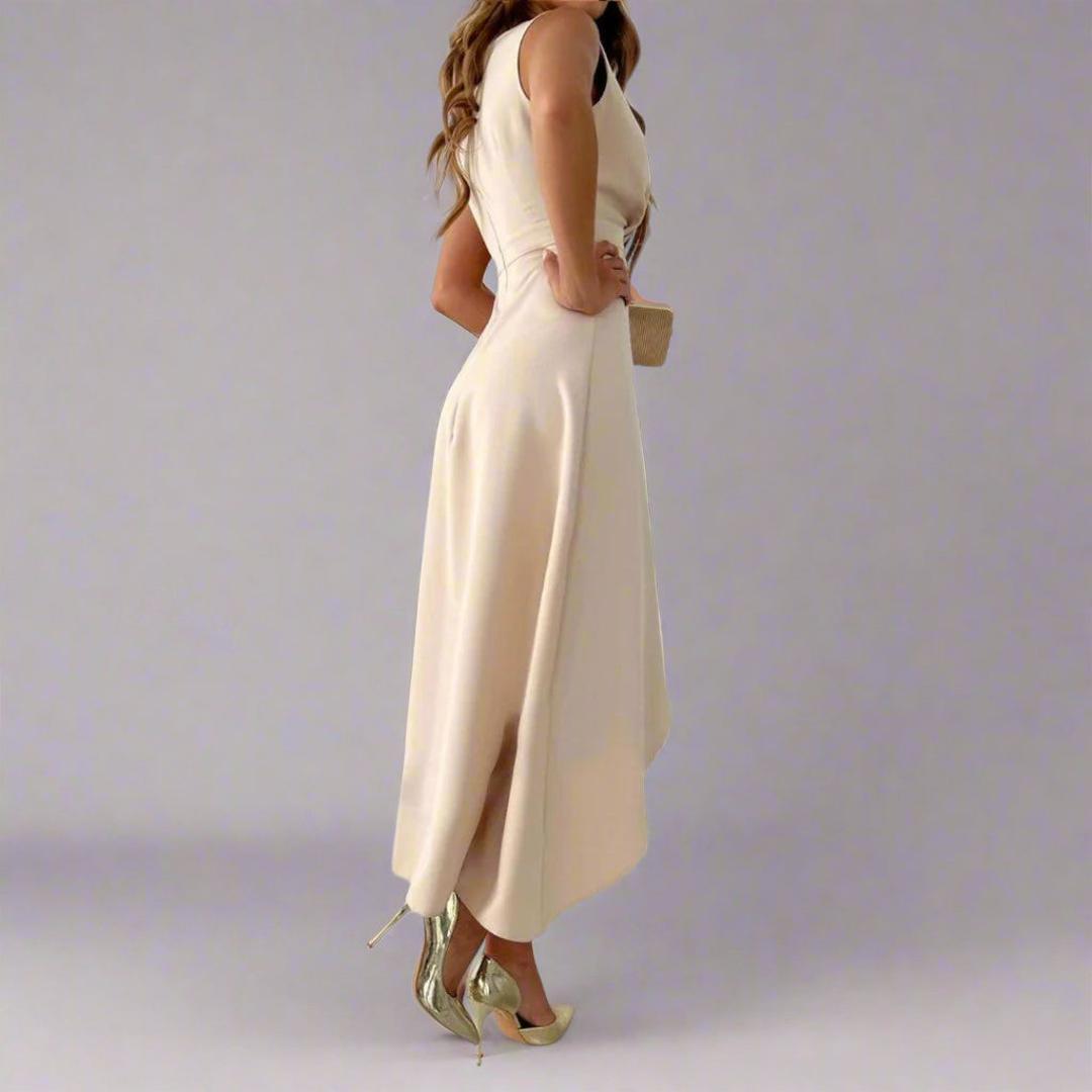 Clara | Sleeveless V-Neck Midi Dress with Wrap Front