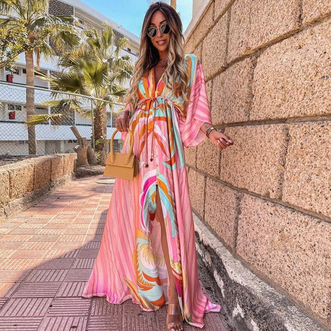 Lily | Women’s Graphic Print Maxi Dress with V-Neck