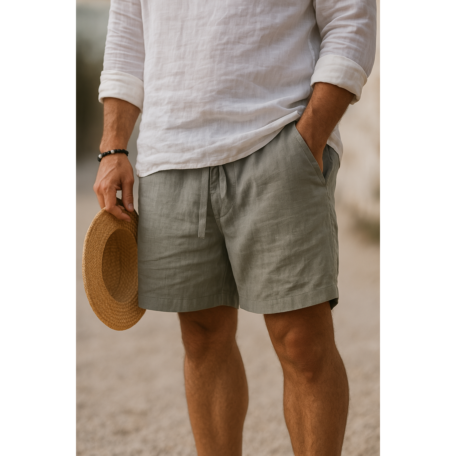 Ethan | Men’s Cotton Linen Blend Casual Shorts