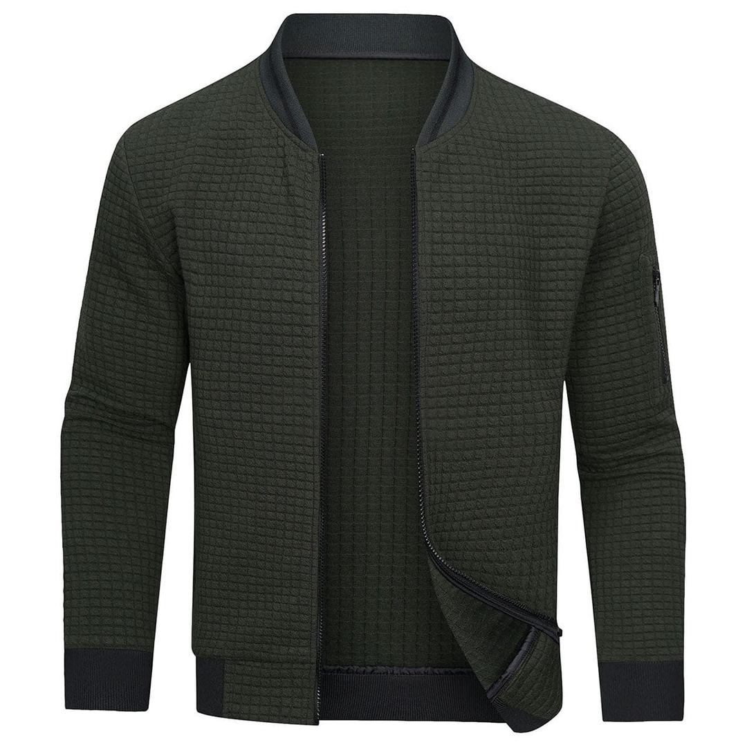 Caleb | Men’s Zip-Up Quilted Sweatshirt with Ribbed Collar