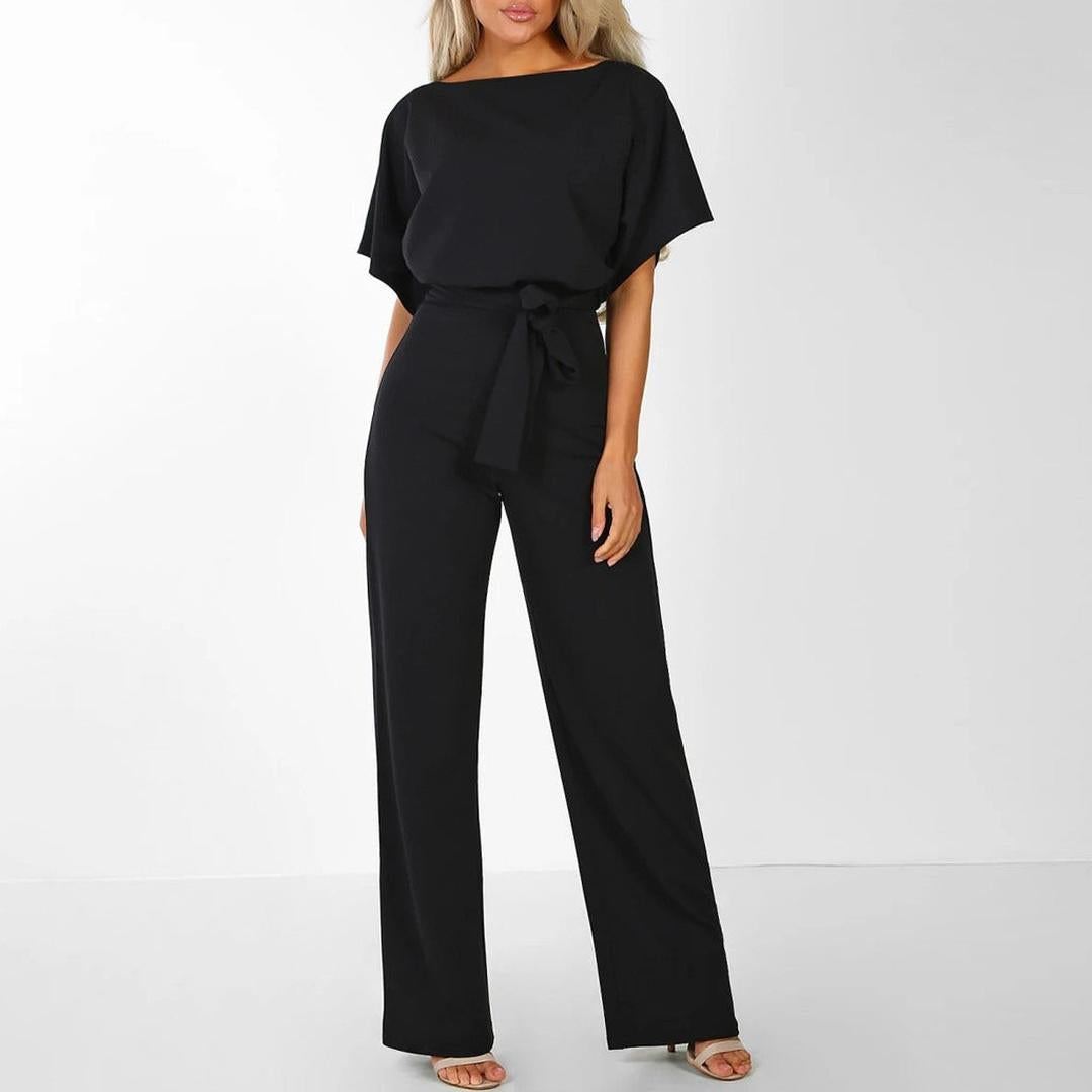 Lydia | Wide-Leg Jumpsuit with Boat Neck and Tie Waist