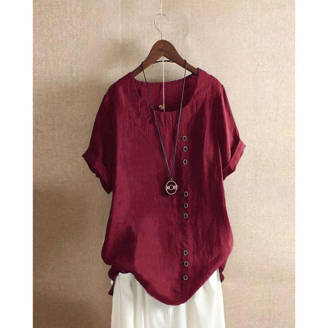 Claire | Women’s Solid Colour Blouse with Round Neck