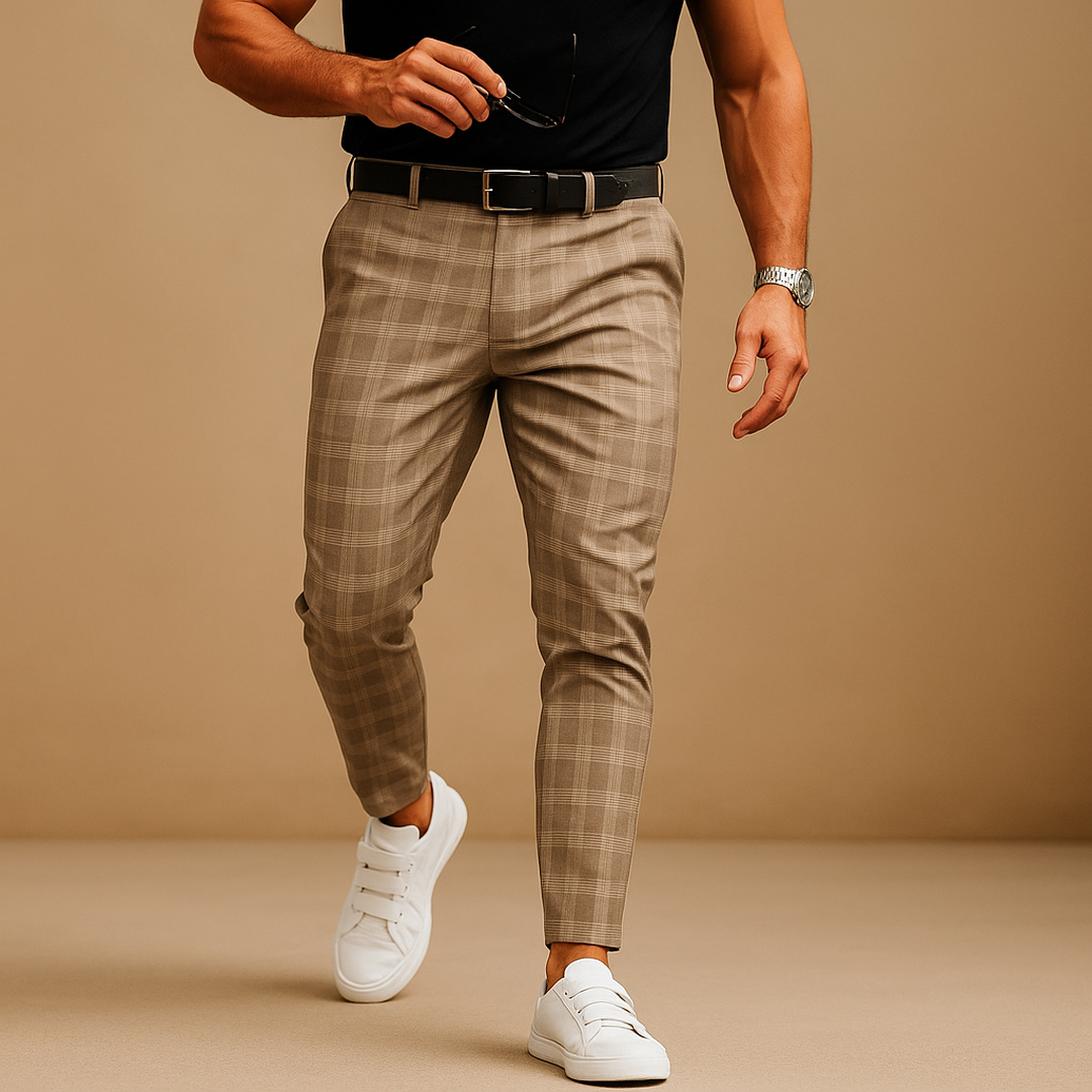 Jacob | Men’s Checked Casual Trousers with Relaxed Fit