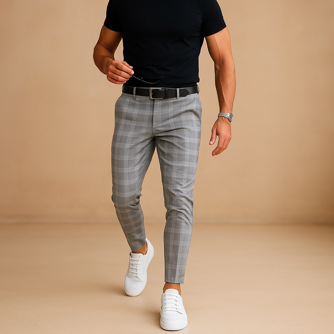 Jacob | Men’s Checked Casual Trousers with Relaxed Fit