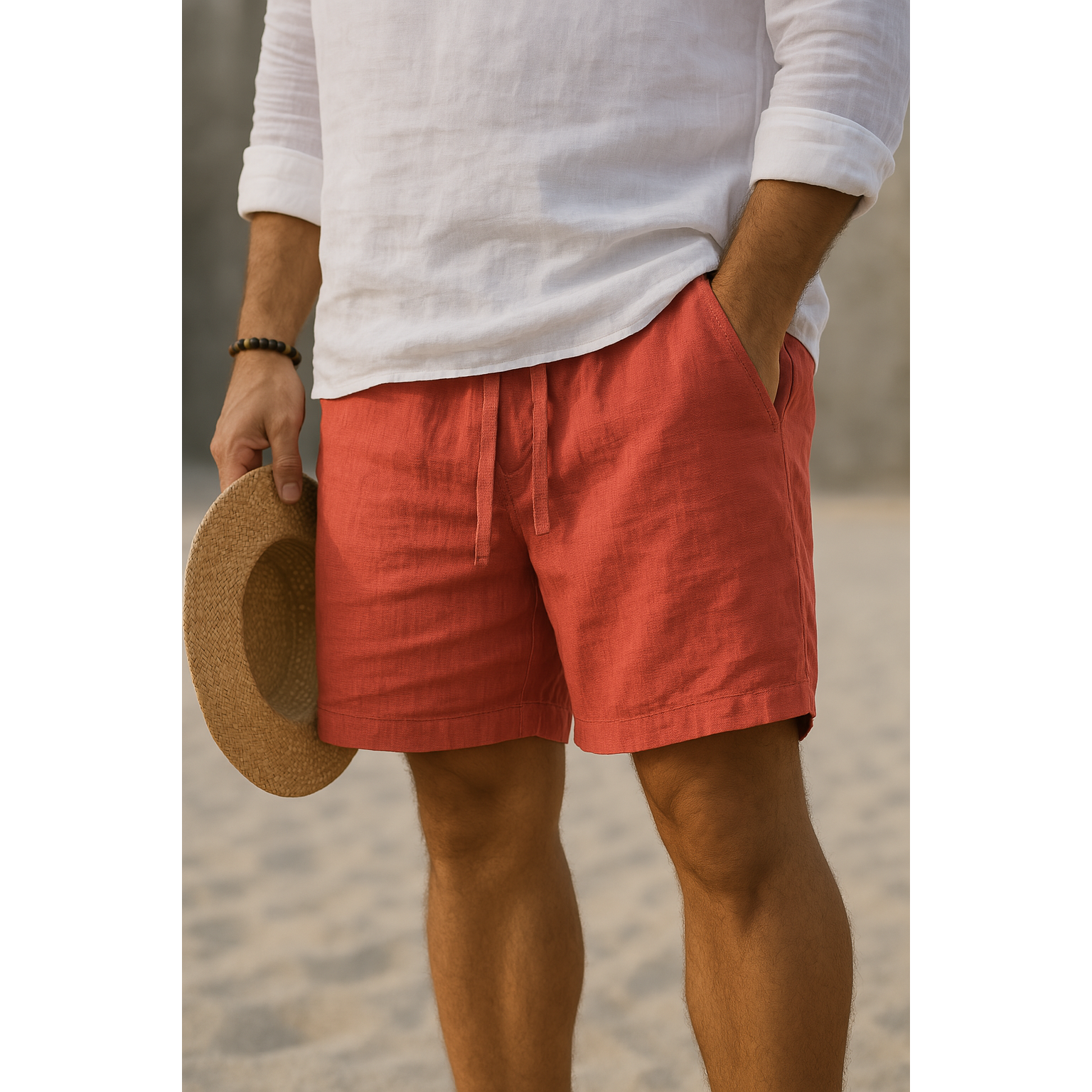 Ethan | Men’s Cotton Linen Blend Casual Shorts