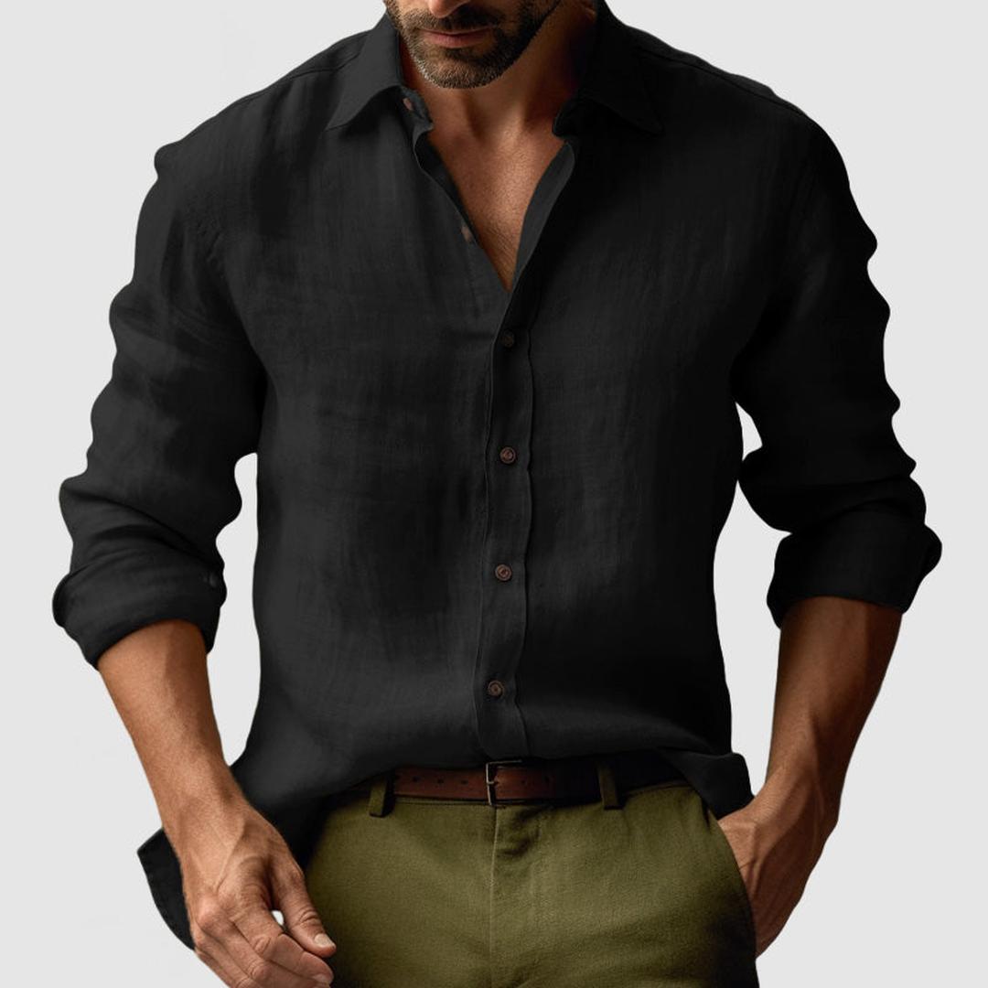 Samuel | Men’s Long Sleeve Linen Button-Up Shirt