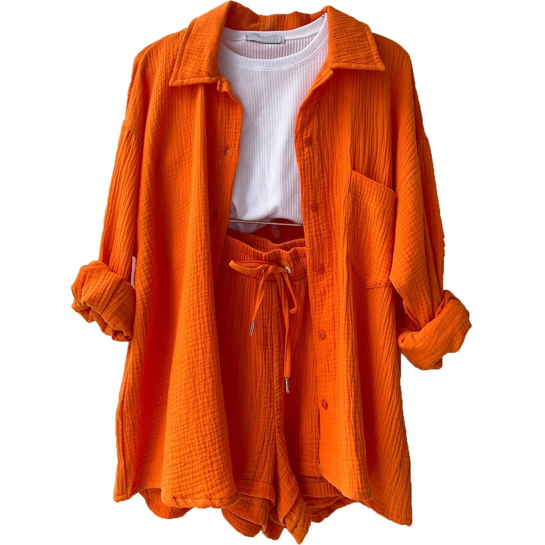 Elara | Button Shirt and Drawstring Shorts Set