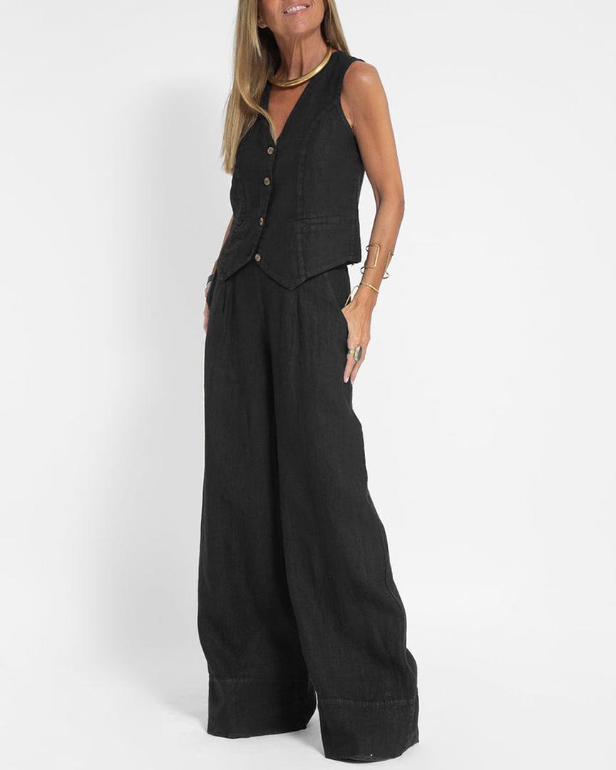 Lioren | Women’s Sleeveless Vest and Wide-Leg Trousers Set