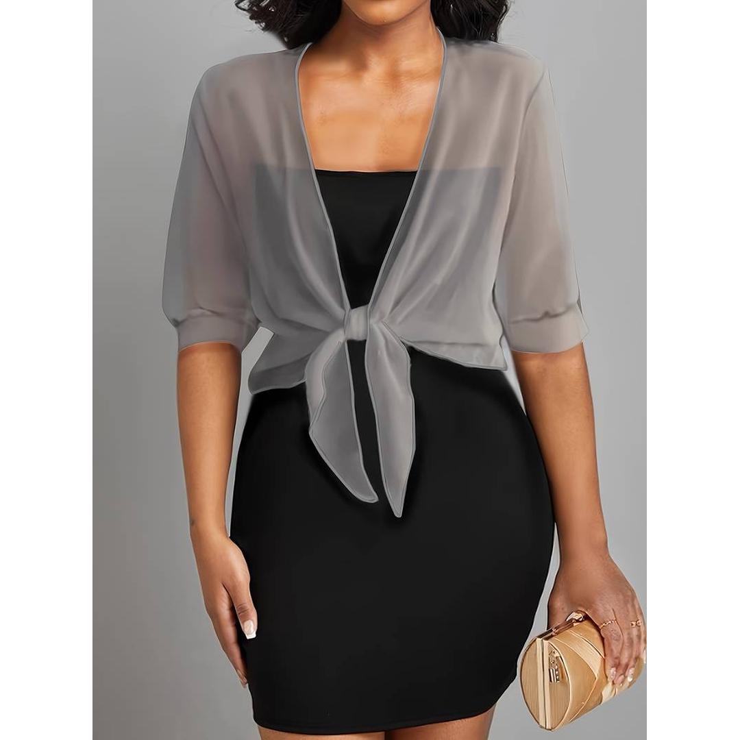 Serena | Women’s Sheer Tie-Front Blouse with V-Neck