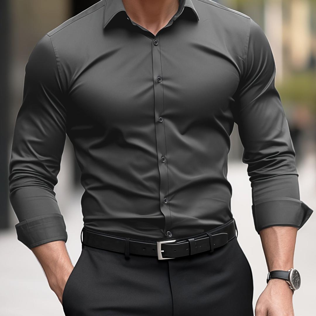 Liam | Men’s Slim Fit Button-Up Shirt with Long Sleeve