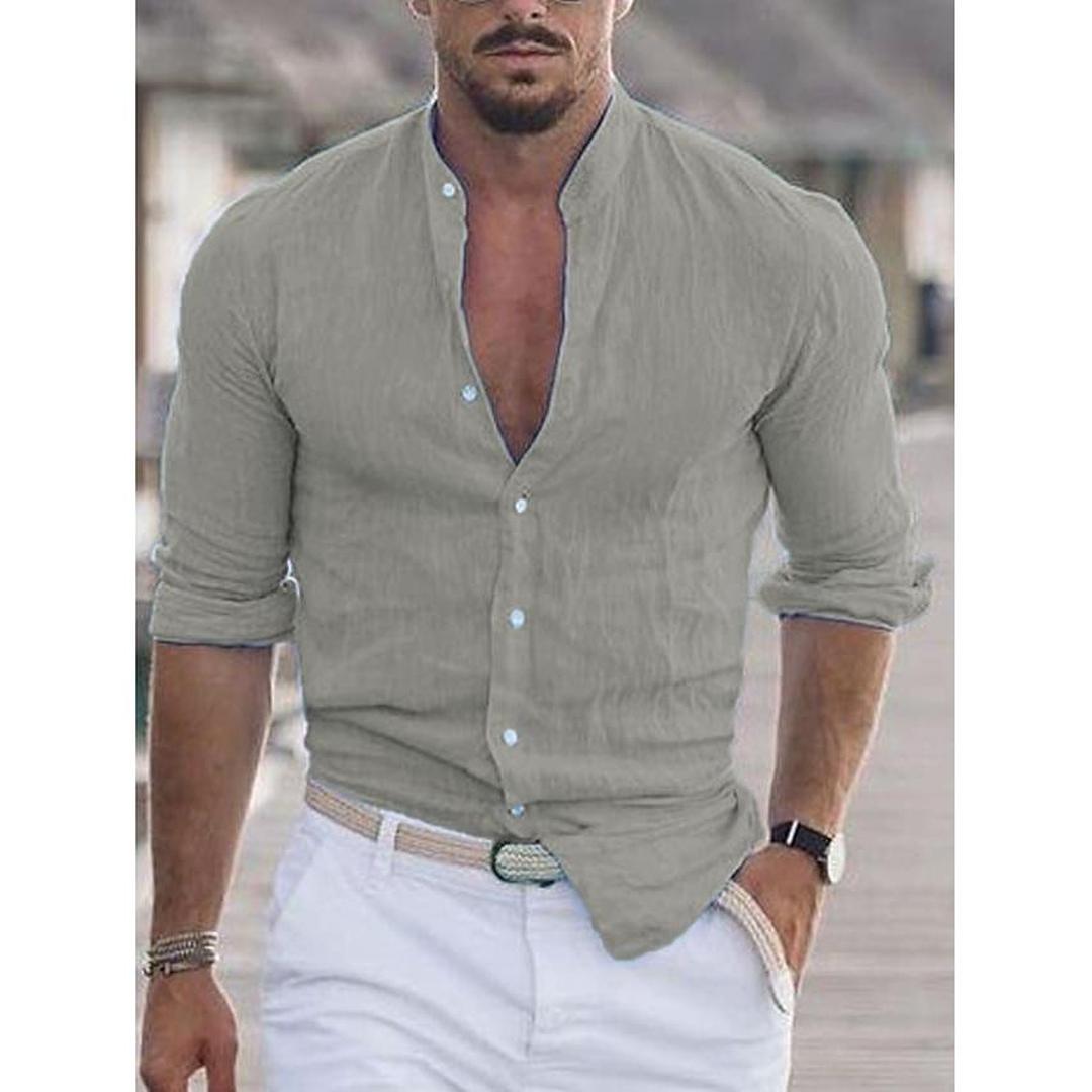 Aaron | Men’s Mandarin Collar Button-Up Shirt