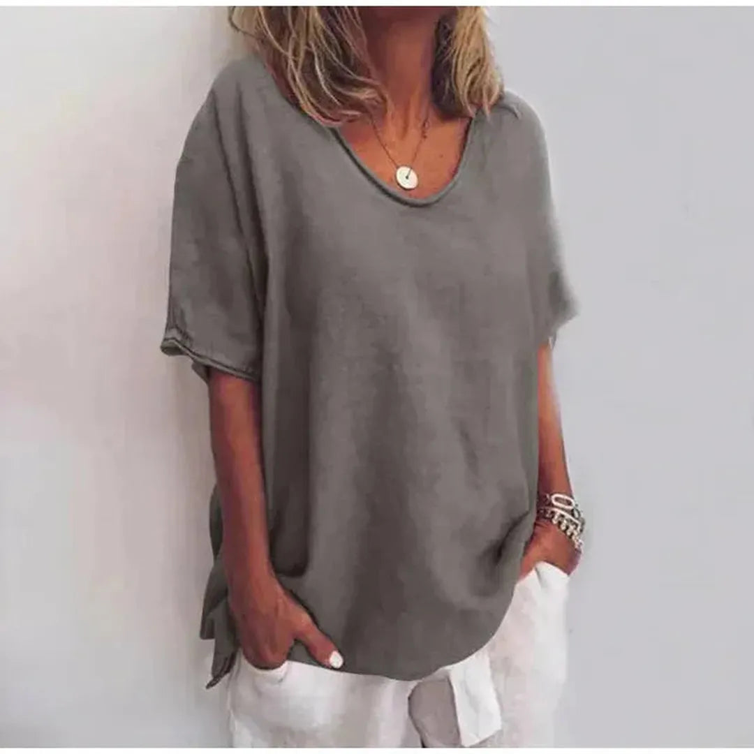 Megan | Women’s Loose Fit Blouse with Short Sleeve