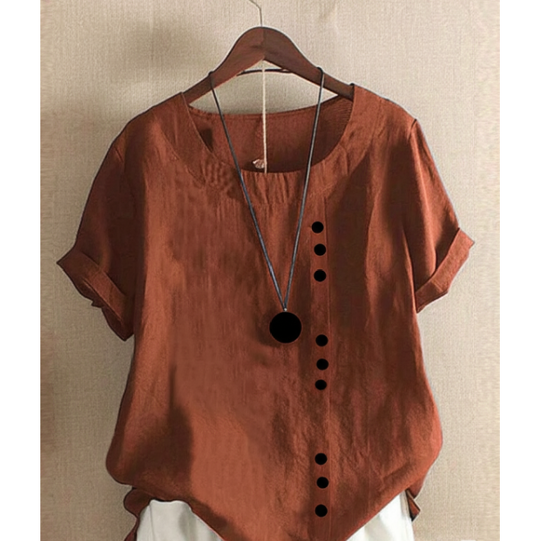 Claire | Women’s Solid Colour Blouse with Round Neck