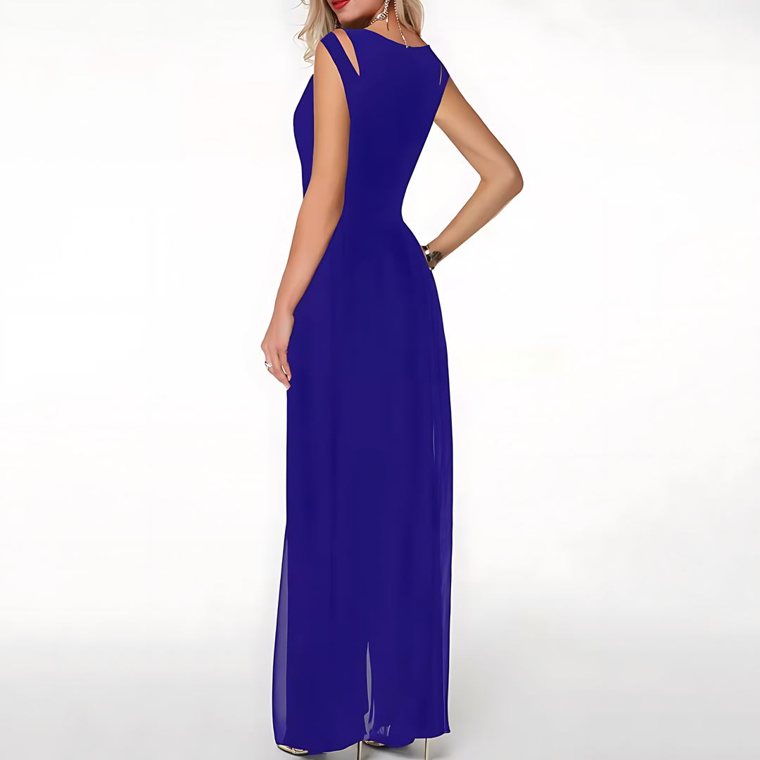 Danielle | Women’s Sleeveless Jumpsuit with Sheer Overlay