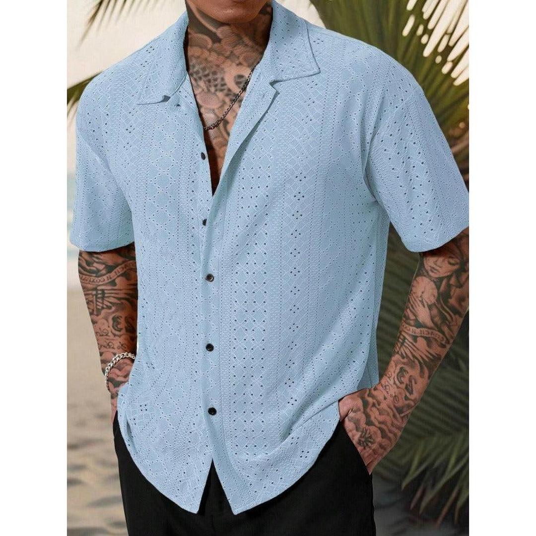 Carter | Men’s Short Sleeve Shirt with Eyelet Pattern