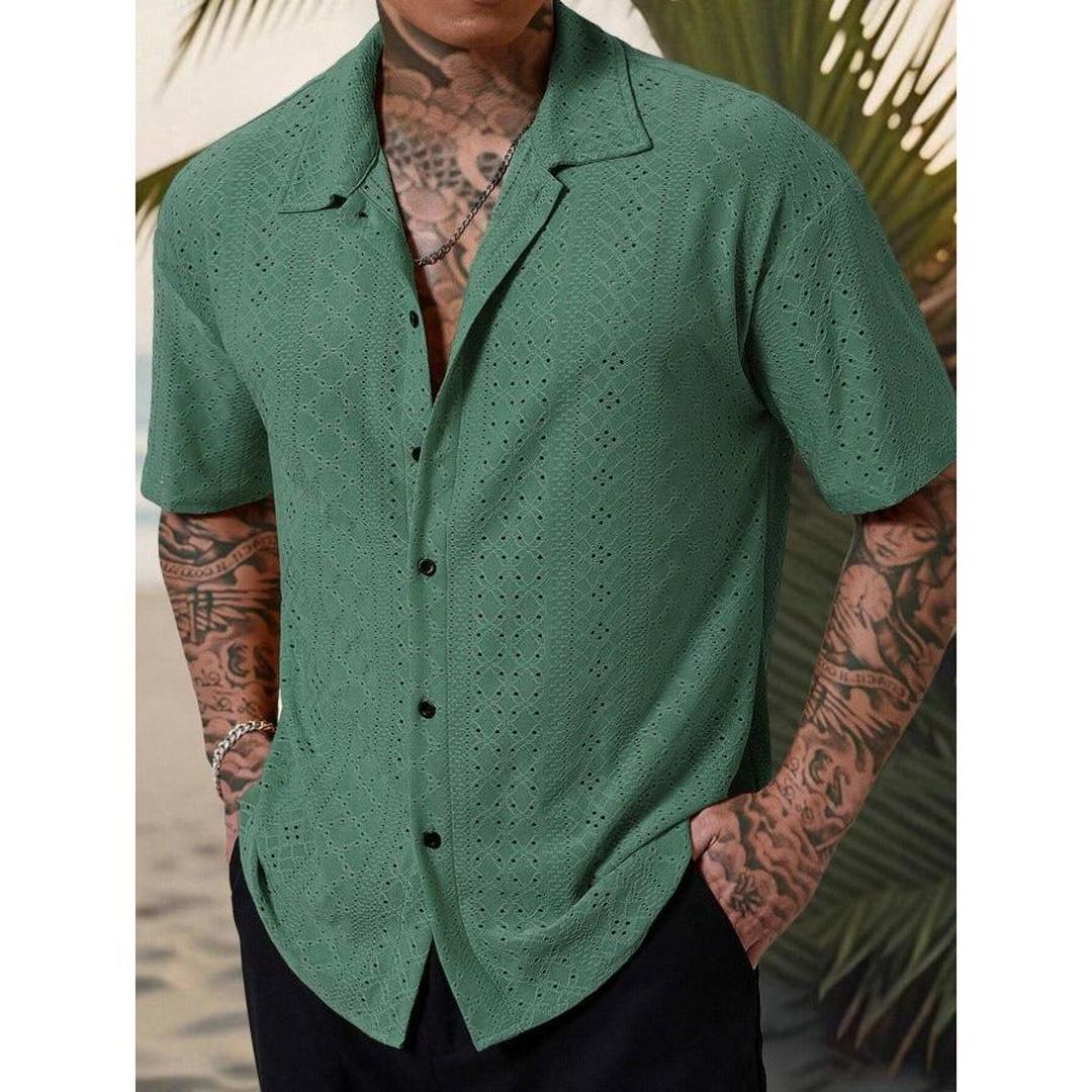 Carter | Men’s Short Sleeve Shirt with Eyelet Pattern