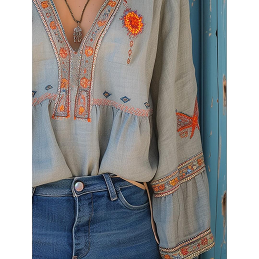 Keira | Women’s Bohemian Blouse with V-Neck