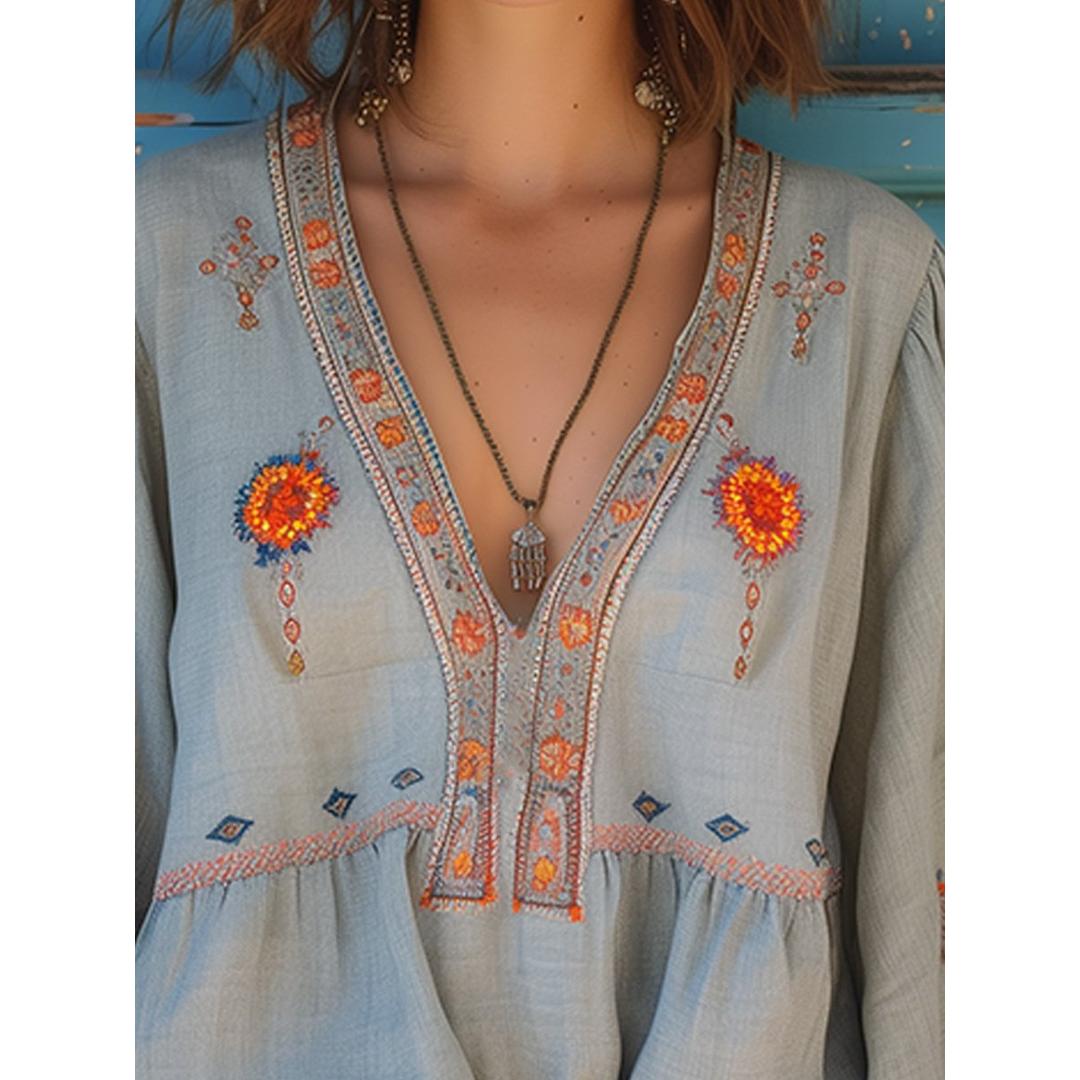 Keira | Women’s Bohemian Blouse with V-Neck