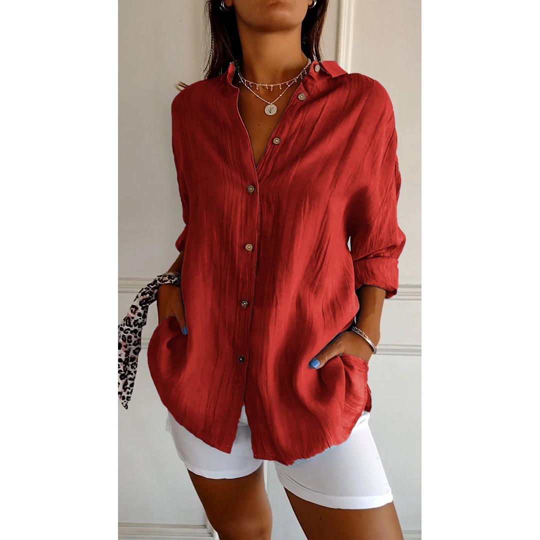 Grace | Women’s Button-Down Long Sleeve Shirt with Collared Neck
